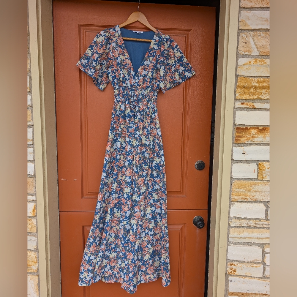 Baltic Born Floral Maxi Dress - Blue and Orange